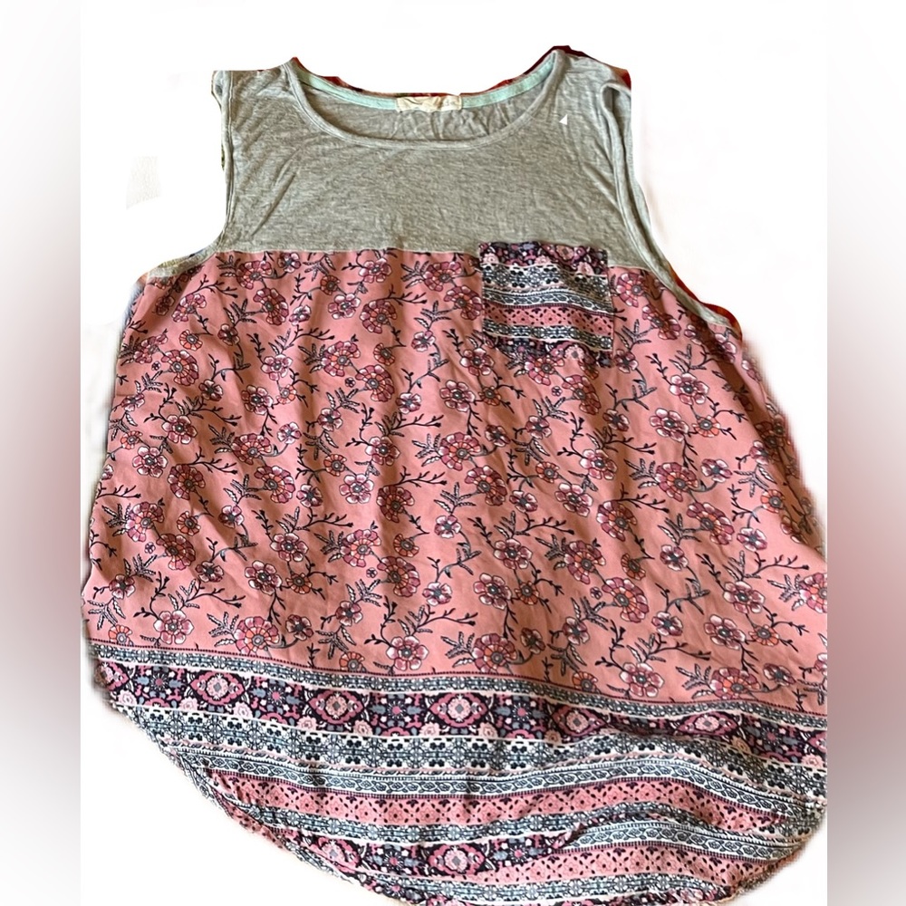 Rewind knit and chiffon sleeveless blouse